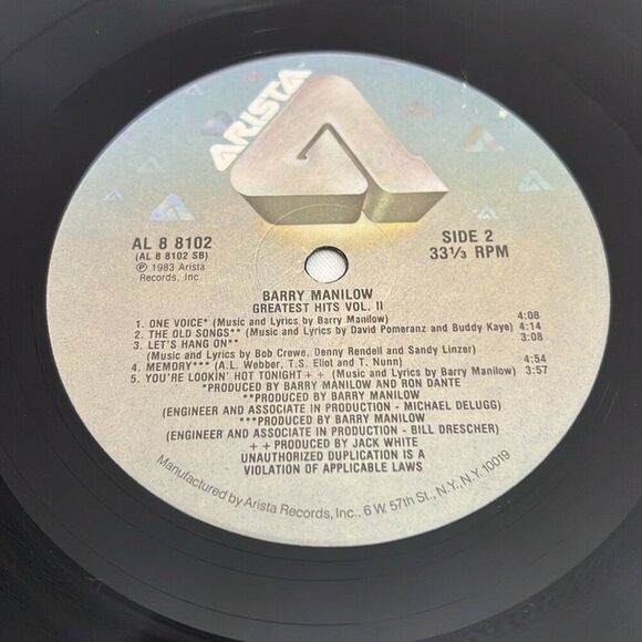 LP Vinyl Barry Manilow Greatest Hits Volume II with Dust Cover and Sleeve - Picture 8 of 8